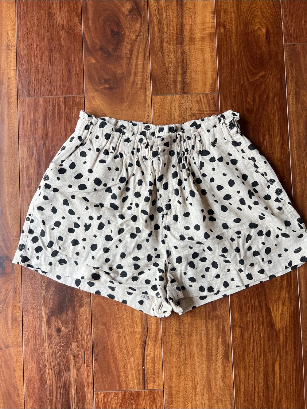 JODIFL Black Dot High-Waist Shorts on Cream